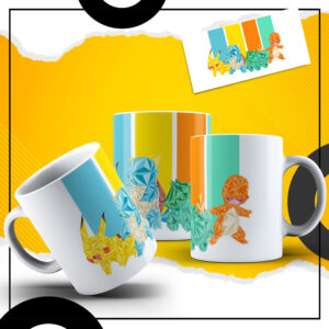 Caneca Pokemon Charmander Pikachu Bulbonsaur Squader